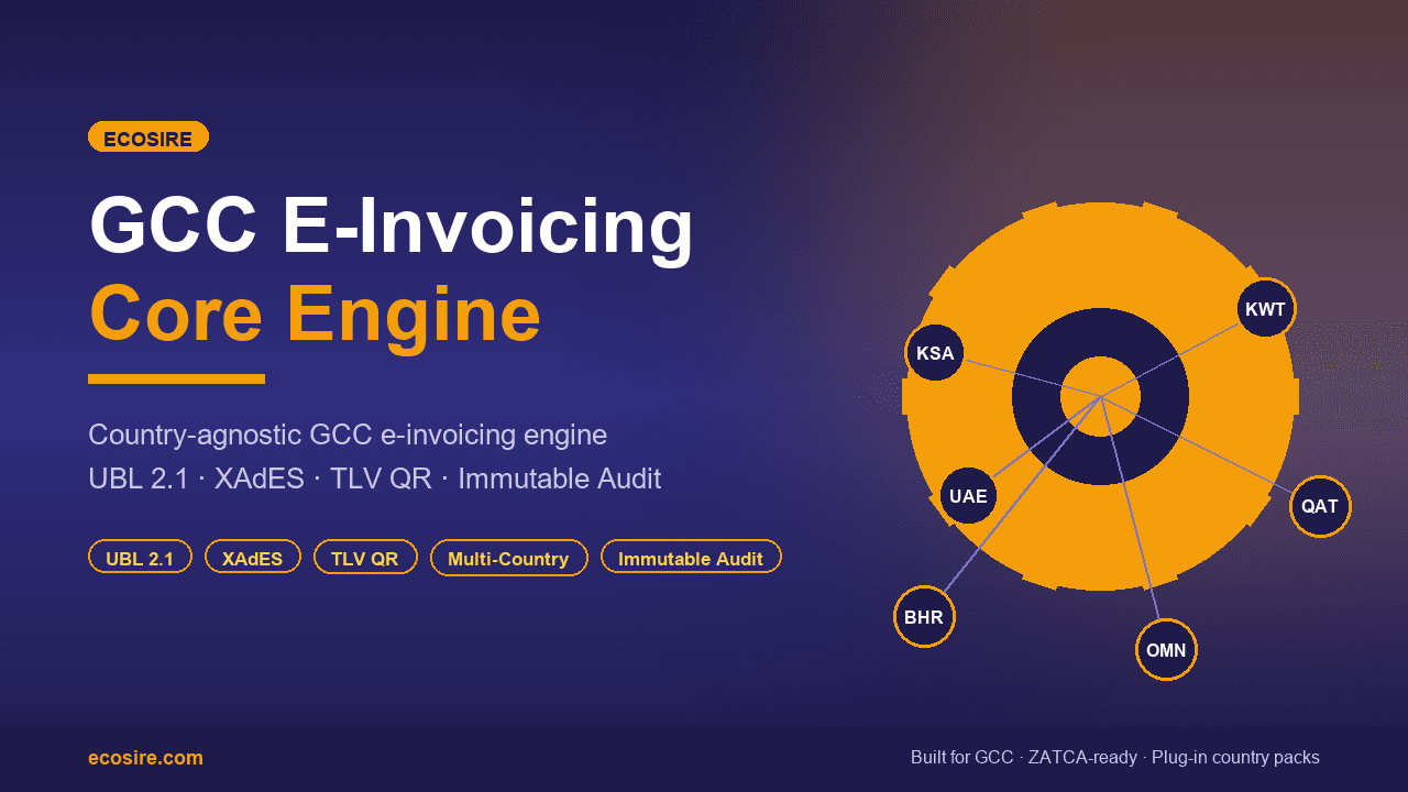 ECOSIRE GCC E-Invoicing | Core Engine — Country-agnostic GCC e-invoicing engine: UBL 2 — Image 1 of 5