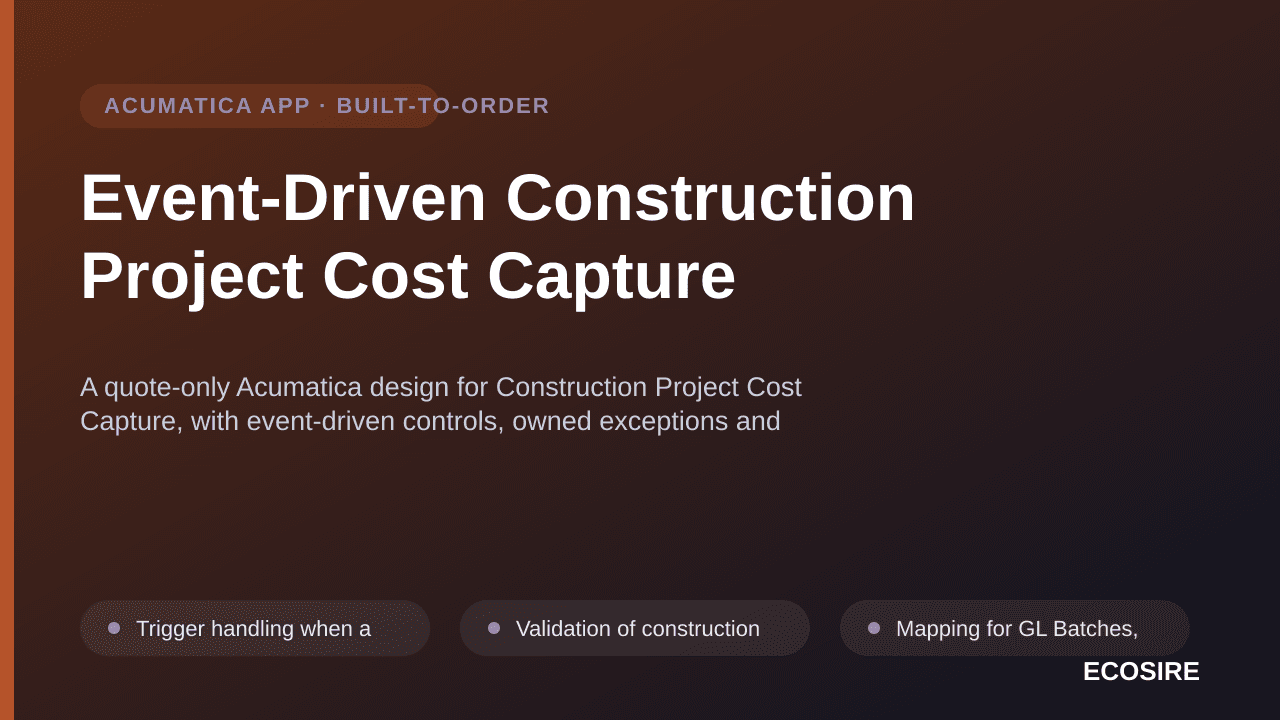 Event-Driven Construction Project Cost Capture