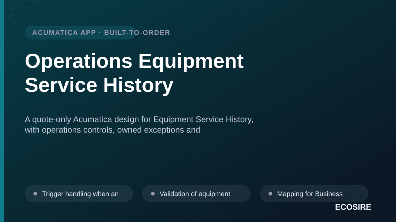 Operations Equipment Service History