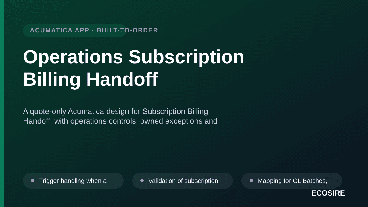 Operations Subscription Billing Handoff