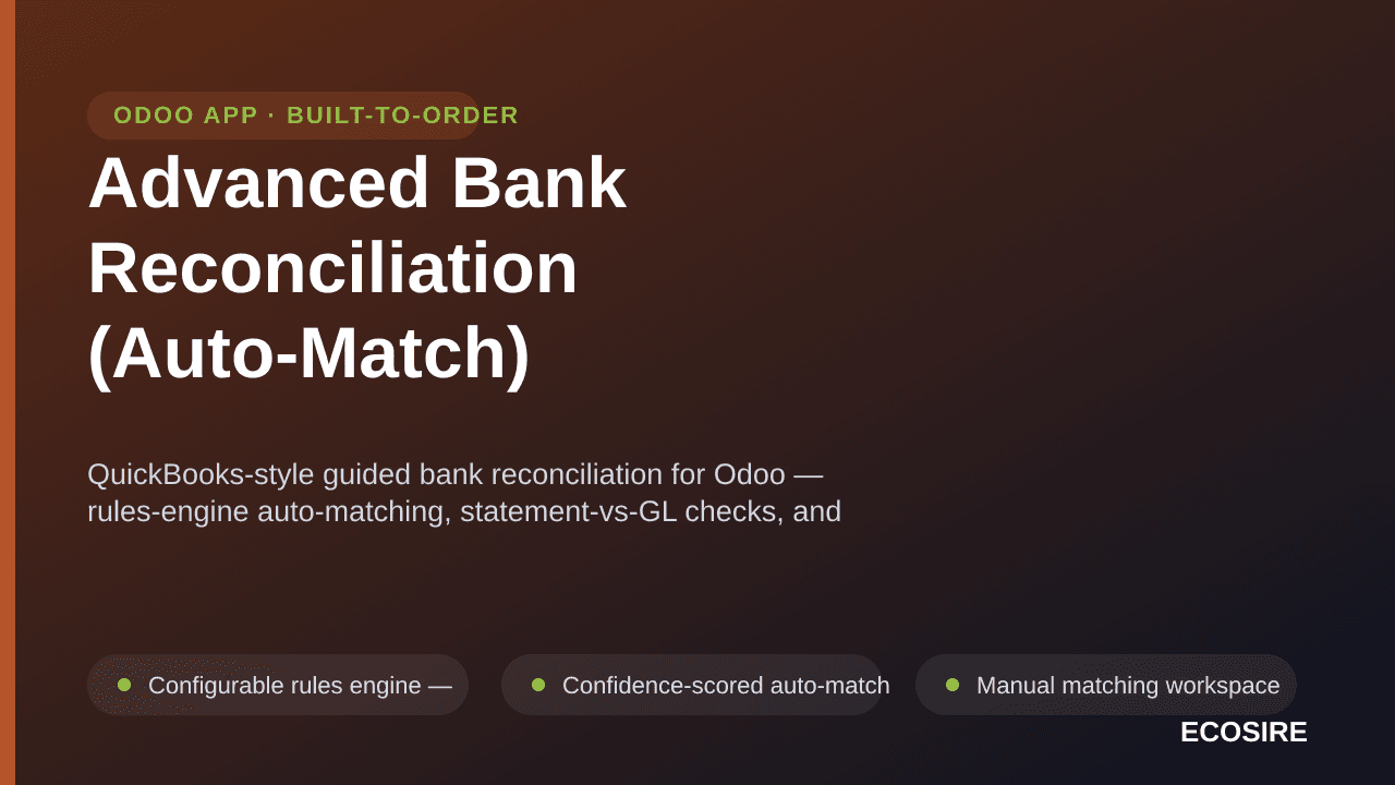 Advanced Bank Reconciliation (Auto-Match) — QuickBooks-style guided bank reconciliation for Odoo — rules-engine auto-matching — Image 1 of 3