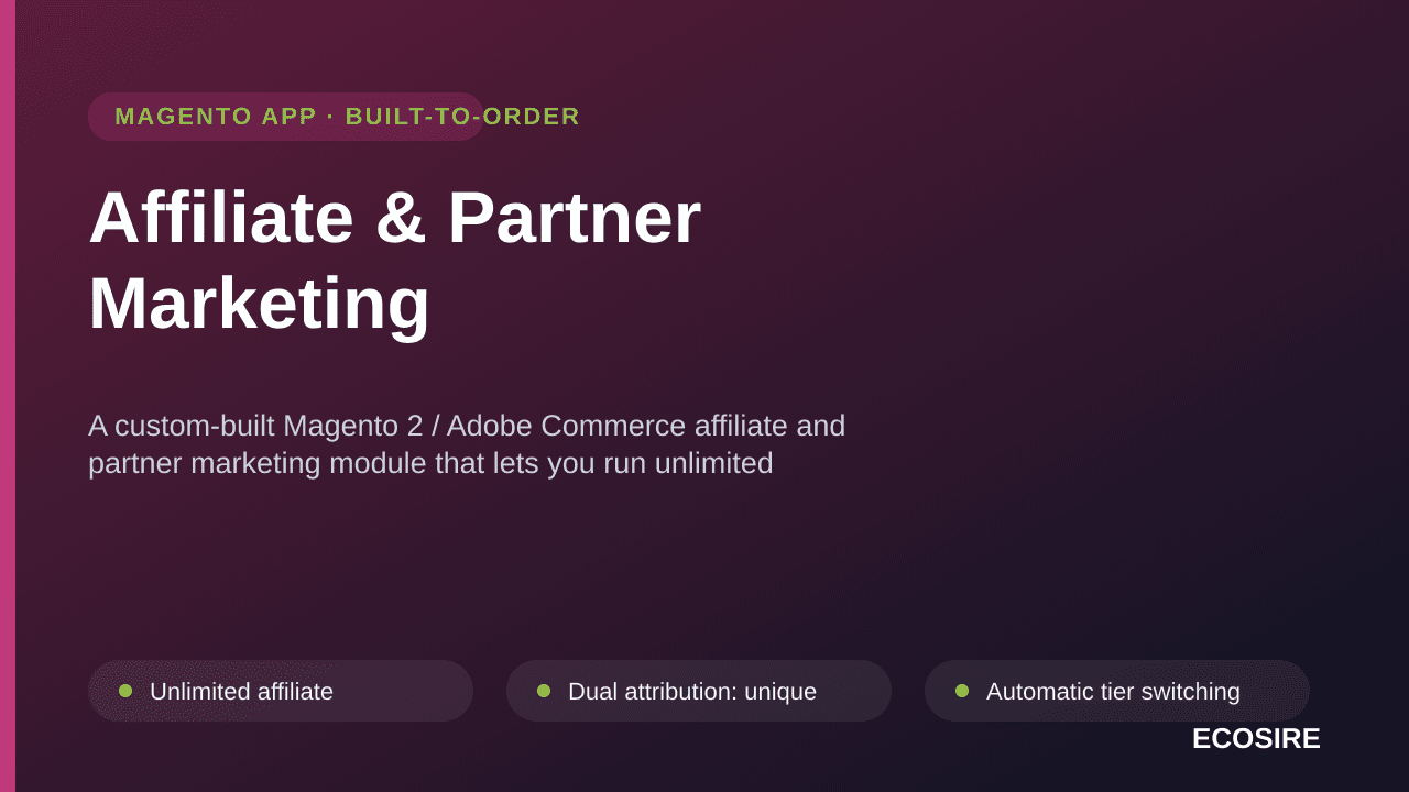 Affiliate & Partner Marketing — A custom-built Magento 2 / Adobe Commerce affiliate and partner marketing module that lets yo — Image 1 of 3