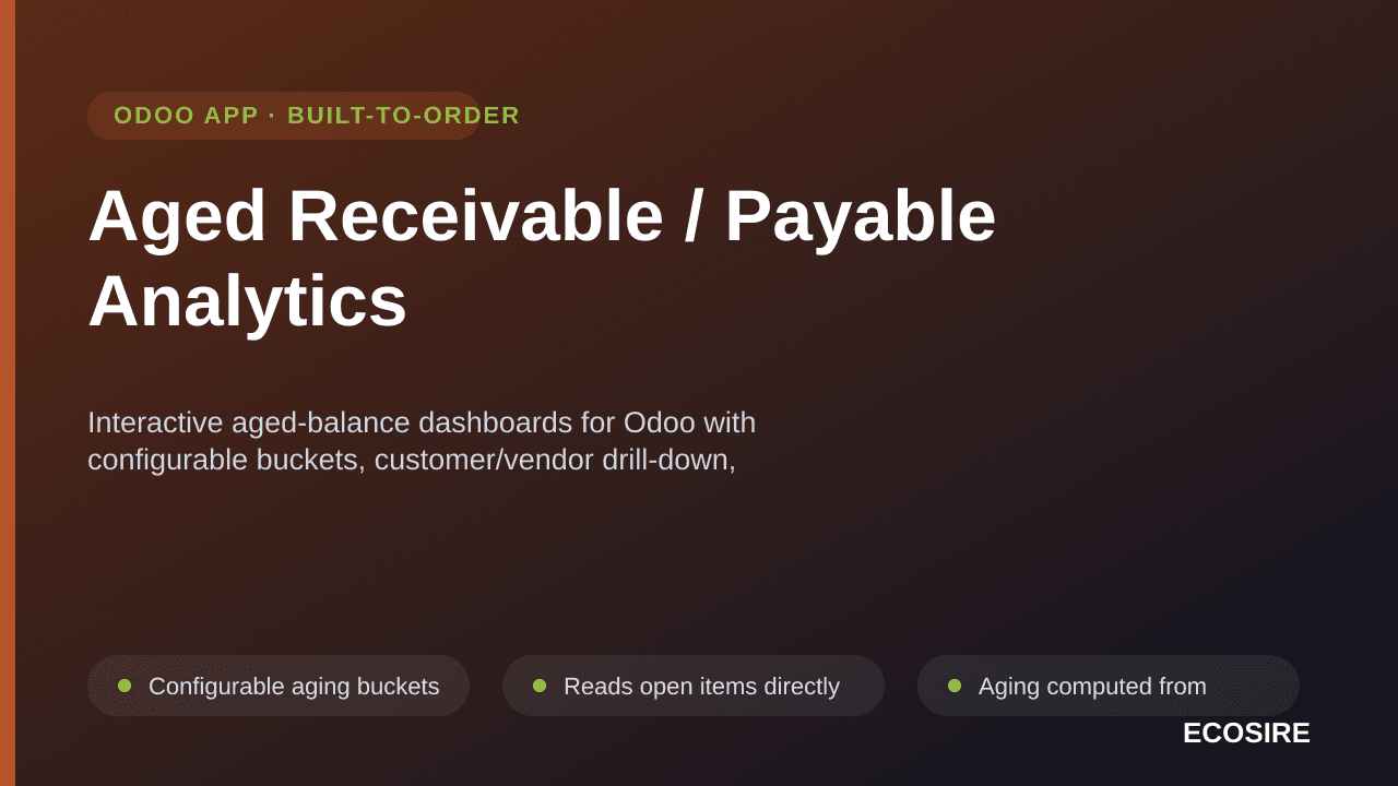 Aged Receivable / Payable Analytics — Interactive aged-balance dashboards for Odoo with configurable buckets, customer/vendor — Image 1 of 3