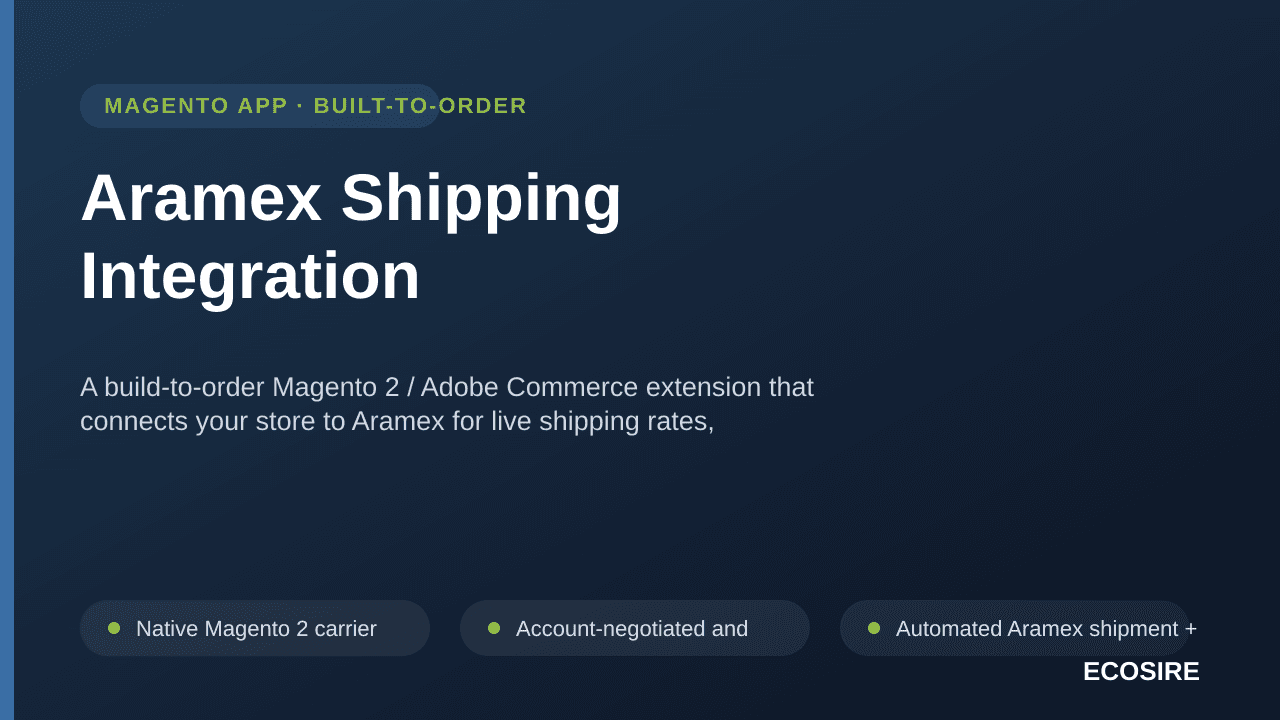 Aramex Shipping Integration — A build-to-order Magento 2 / Adobe Commerce extension that connects your store to Aramex for li — Image 1 of 3
