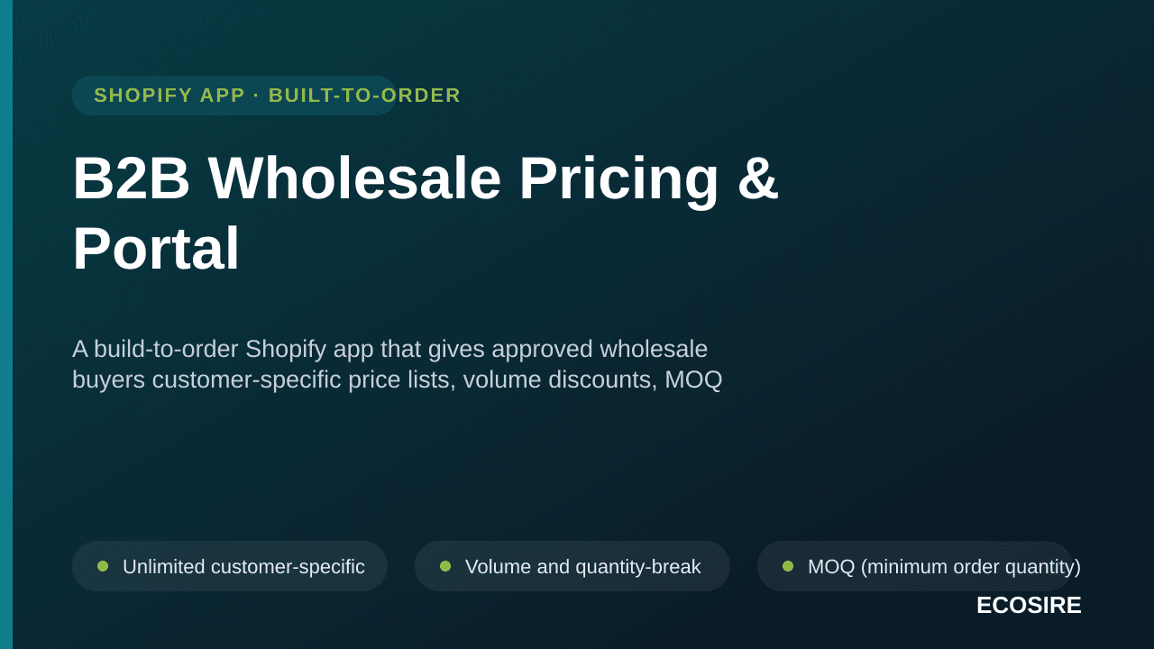 B2B Wholesale Pricing & Portal — A build-to-order Shopify app that gives approved wholesale buyers customer-specific price li — Image 1 of 3
