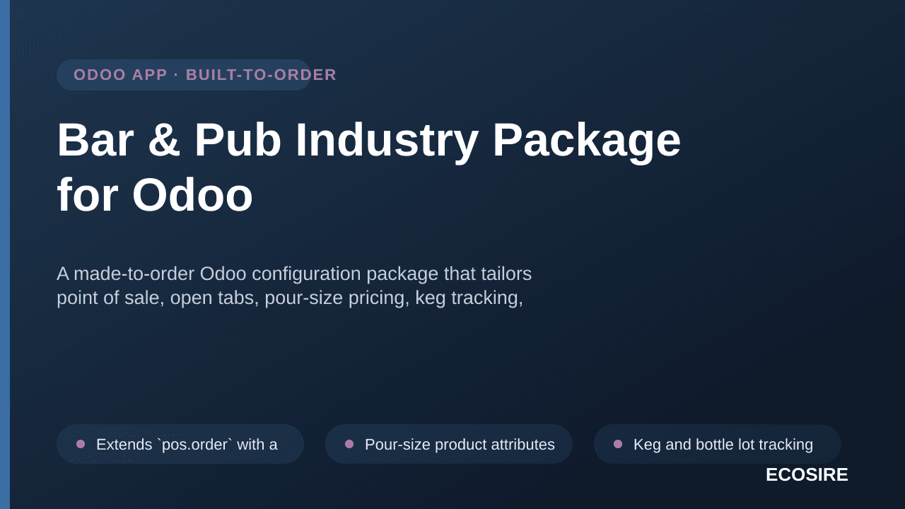 Bar & Pub Industry Package for Odoo