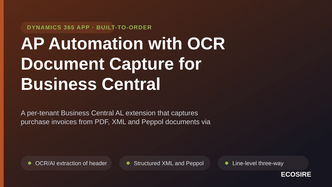 AP Automation with OCR Document Capture for Business Central — A per-tenant Business Central AL extension that captures purch — Image 1 of 3