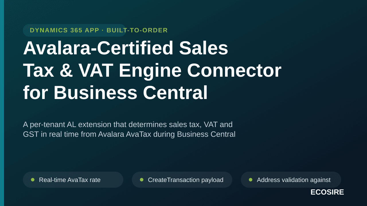 Avalara-Certified Sales Tax & VAT Engine Connector for Business Central — A per-tenant AL extension that determines sales tax — Image 1 of 3