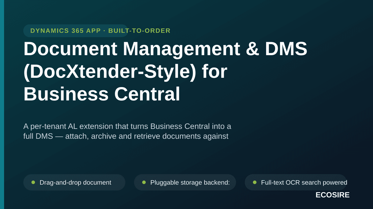 Document Management & DMS (DocXtender-Style) for Business Central — A per-tenant AL extension that turns Business Central int — Image 1 of 3