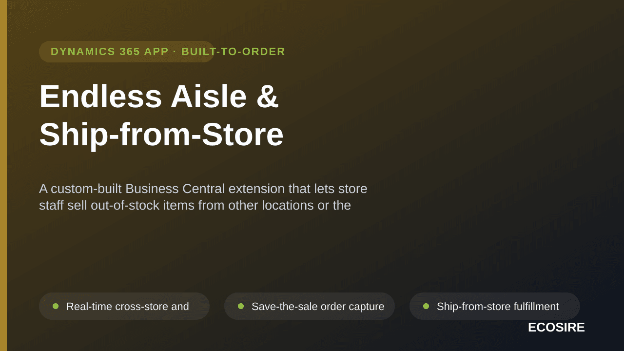 Endless Aisle & Ship-from-Store — A custom-built Business Central extension that lets store staff sell out-of-stock items fro — Image 1 of 3