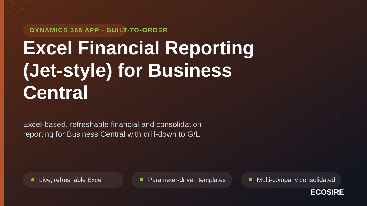 Excel Financial Reporting (Jet-style) for Business Central