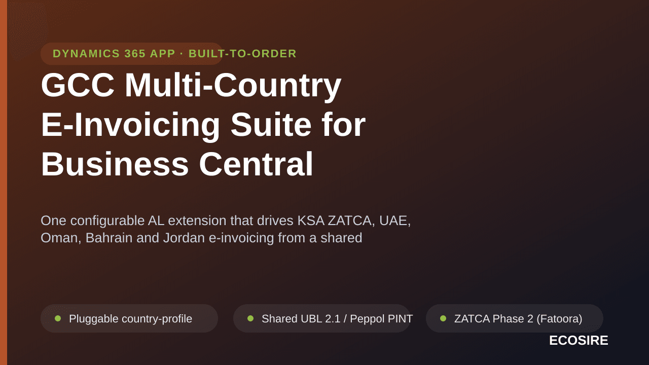 GCC Multi-Country E-Invoicing Suite for Business Central — One configurable AL extension that drives KSA ZATCA, UAE, Oman, Ba — Image 1 of 3