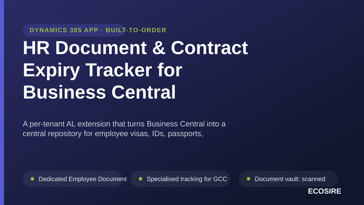 HR Document & Contract Expiry Tracker for Business Central — A per-tenant AL extension that turns Business Central into a cen — Image 1 of 3