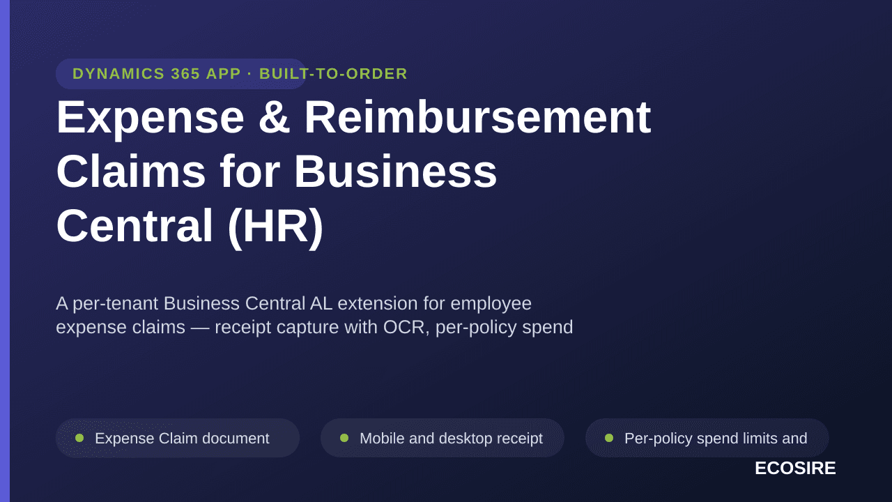 Expense & Reimbursement Claims for Business Central (HR) — A per-tenant Business Central AL extension for employee expense cl — Image 1 of 3