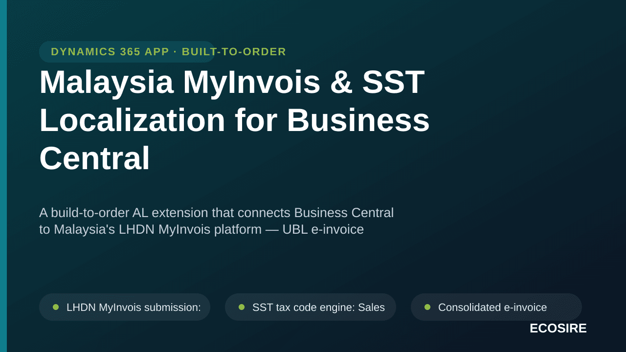 Malaysia MyInvois & SST Localization for Business Central — A build-to-order AL extension that connects Business Central to M — Image 1 of 3