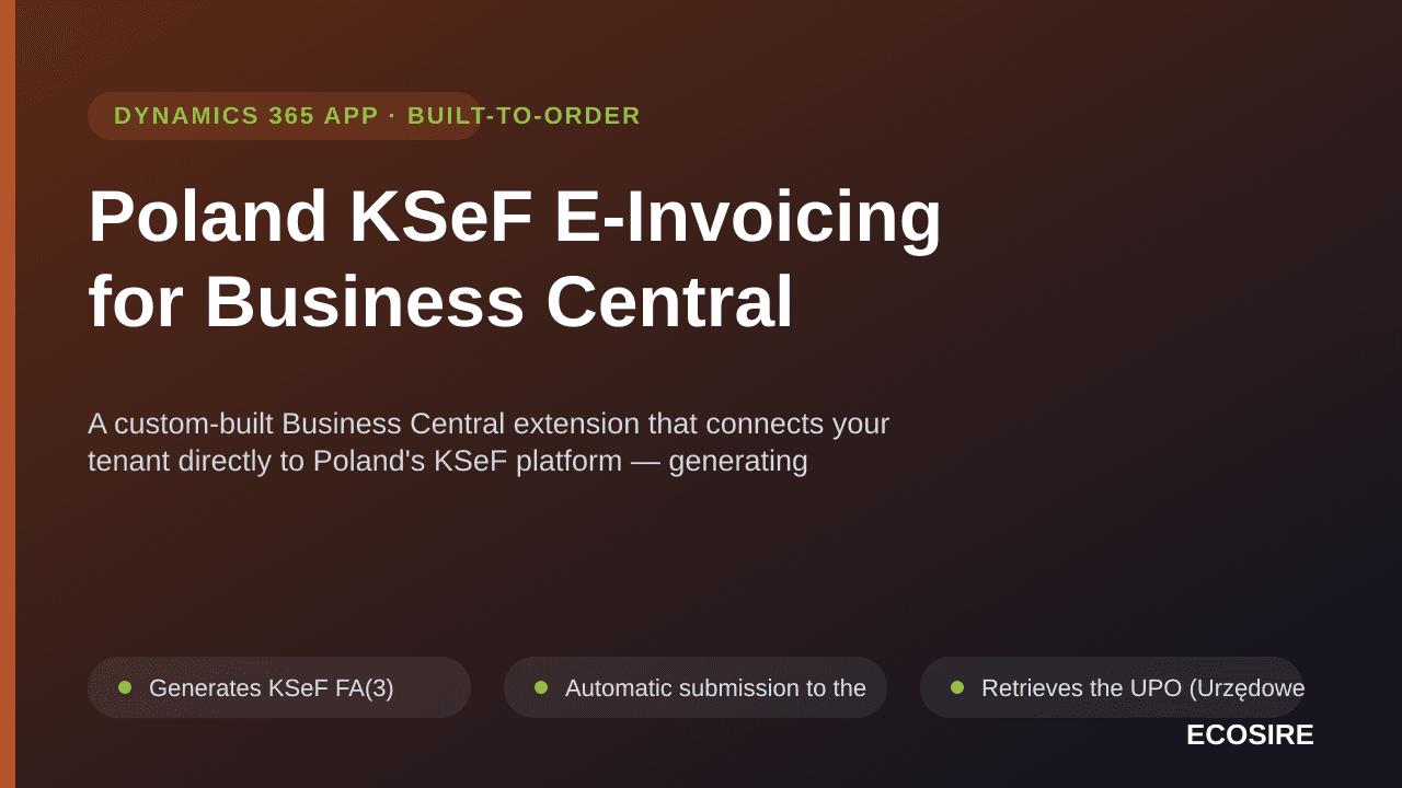 Poland KSeF E-Invoicing for Business Central — A custom-built Business Central extension that connects your tenant directly t — Image 1 of 3