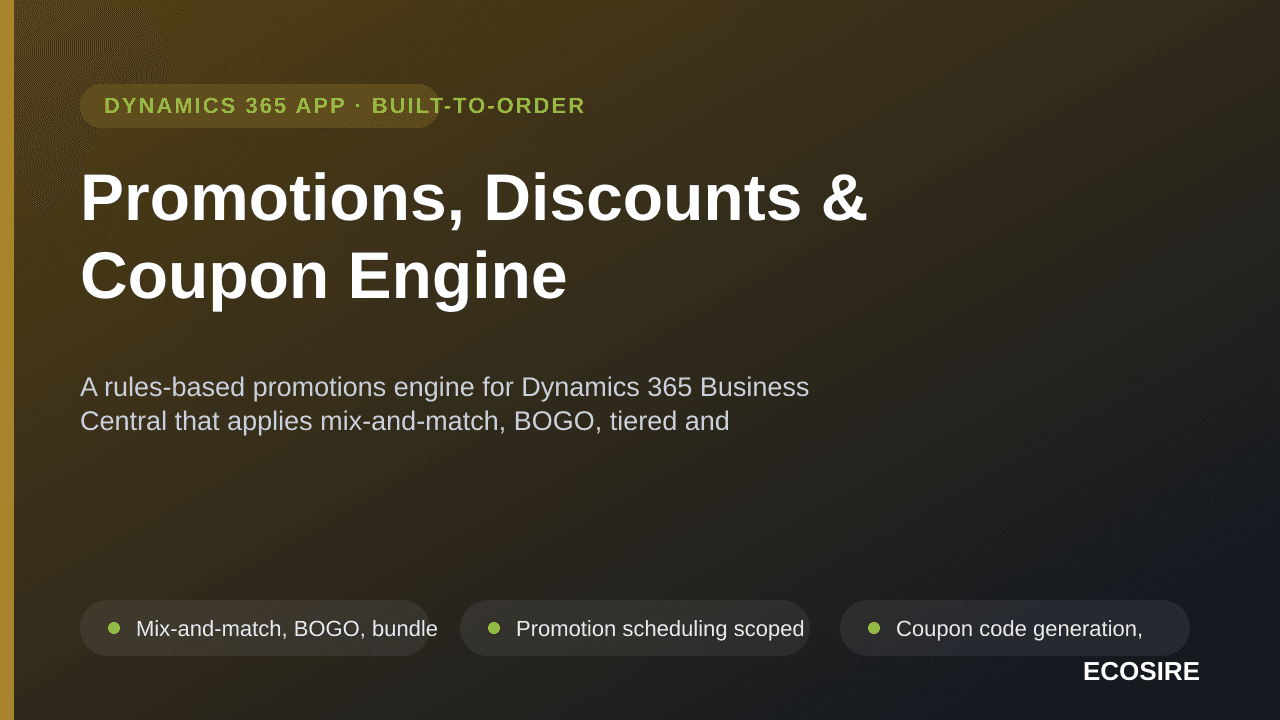 Promotions, Discounts & Coupon Engine — A rules-based promotions engine for Dynamics 365 Business Central that applies mix-an — Image 1 of 3