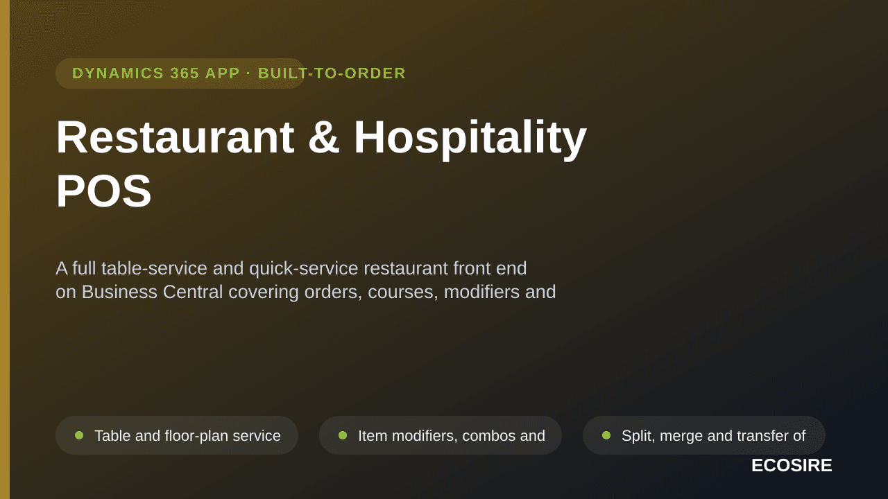Restaurant & Hospitality POS — A full table-service and quick-service restaurant front end on Business Central covering order — Image 1 of 3