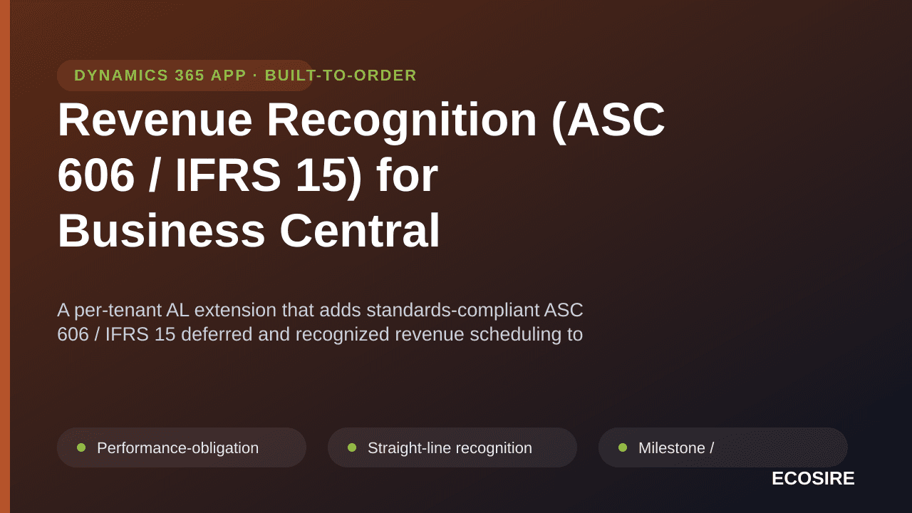 Revenue Recognition (ASC 606 / IFRS 15) for Business Central — A per-tenant AL extension that adds standards-compliant ASC 60 — Image 1 of 3