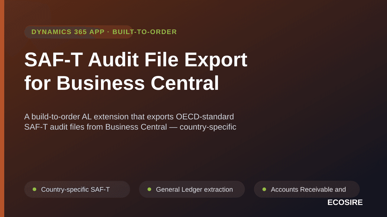 SAF-T Audit File Export for Business Central — A build-to-order AL extension that exports OECD-standard SAF-T audit files fro — Image 1 of 3