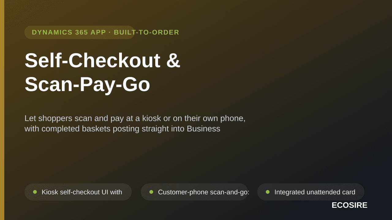 Self-Checkout & Scan-Pay-Go — Let shoppers scan and pay at a kiosk or on their own phone, with completed baskets posting stra — Image 1 of 3
