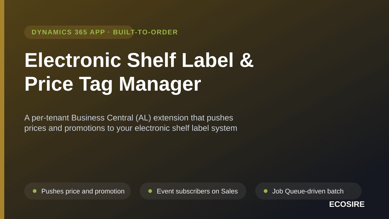 Electronic Shelf Label & Price Tag Manager — A per-tenant Business Central (AL) extension that pushes prices and promotions t — Image 1 of 3