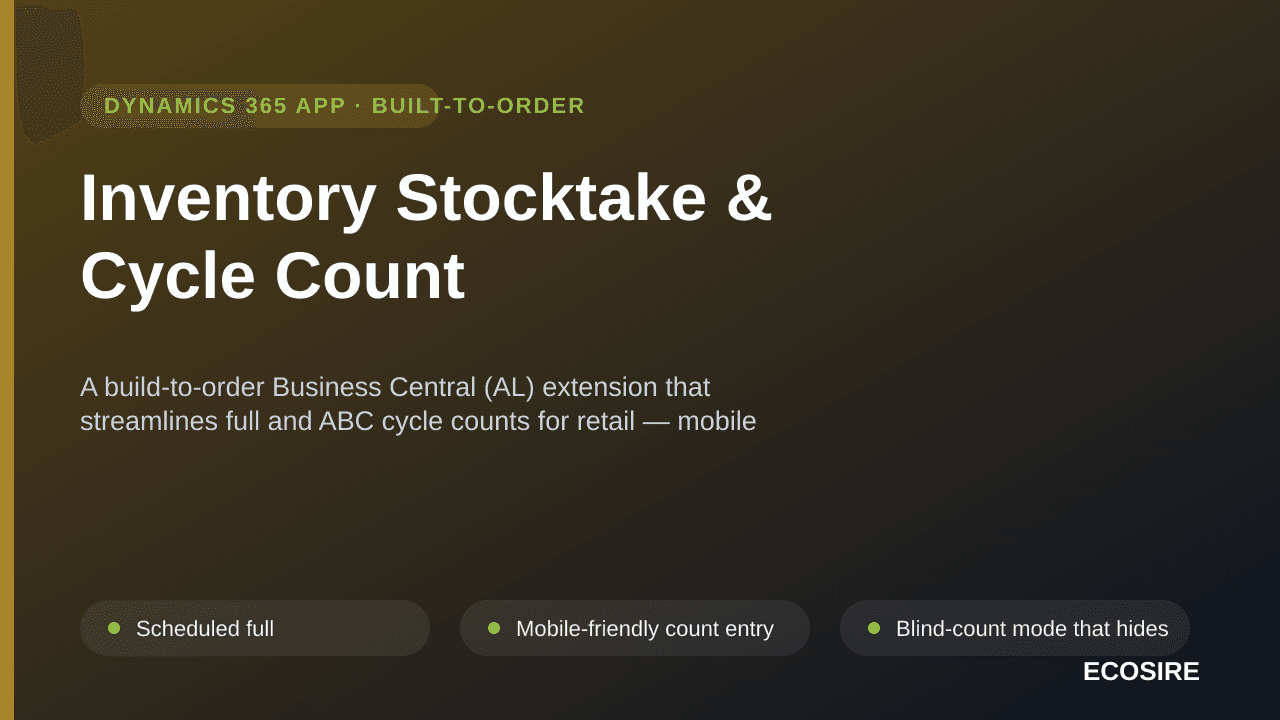 Inventory Stocktake & Cycle Count — A build-to-order Business Central (AL) extension that streamlines full and ABC cycle coun — Image 1 of 3
