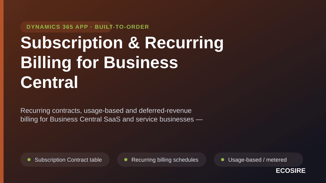 Subscription & Recurring Billing for Business Central — Recurring contracts, usage-based and deferred-revenue billing for Bus — Image 1 of 3