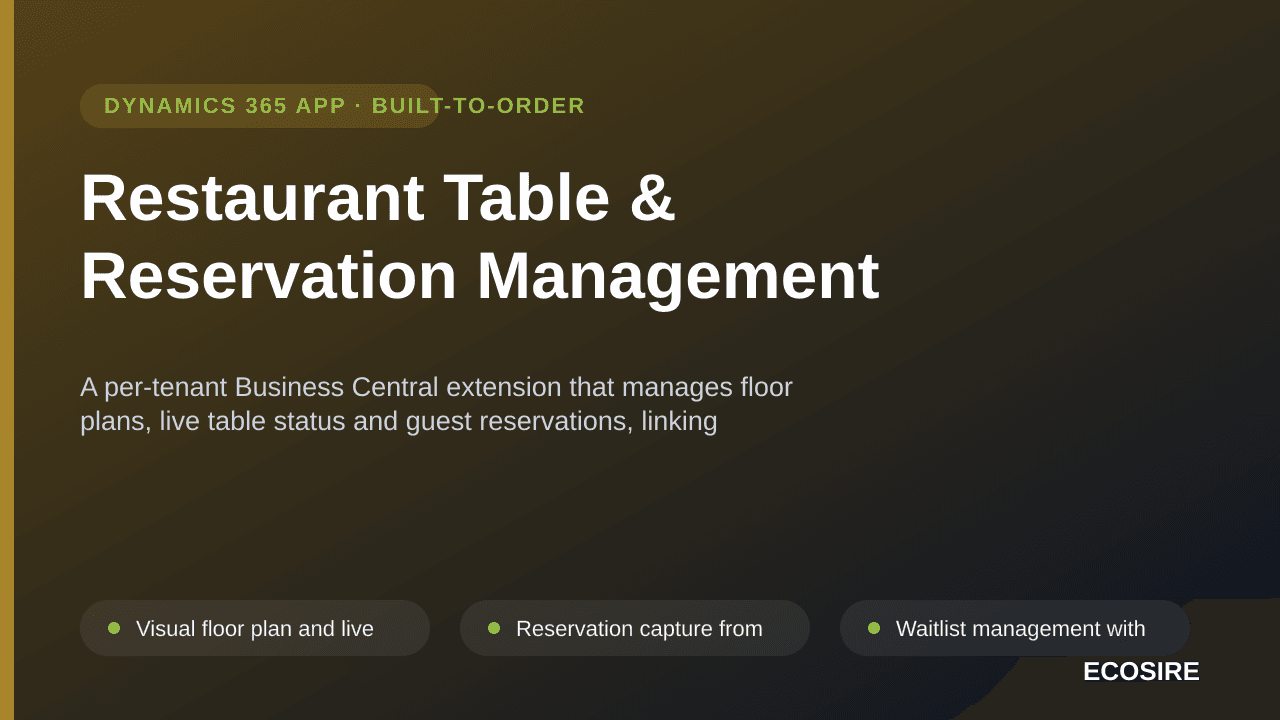 Restaurant Table & Reservation Management — A per-tenant Business Central extension that manages floor plans, live table stat — Image 1 of 3