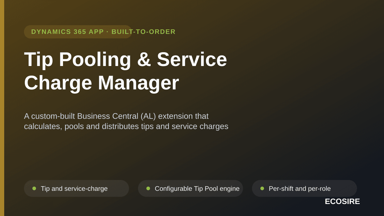 Tip Pooling & Service Charge Manager — A custom-built Business Central (AL) extension that calculates, pools and distributes  — Image 1 of 3
