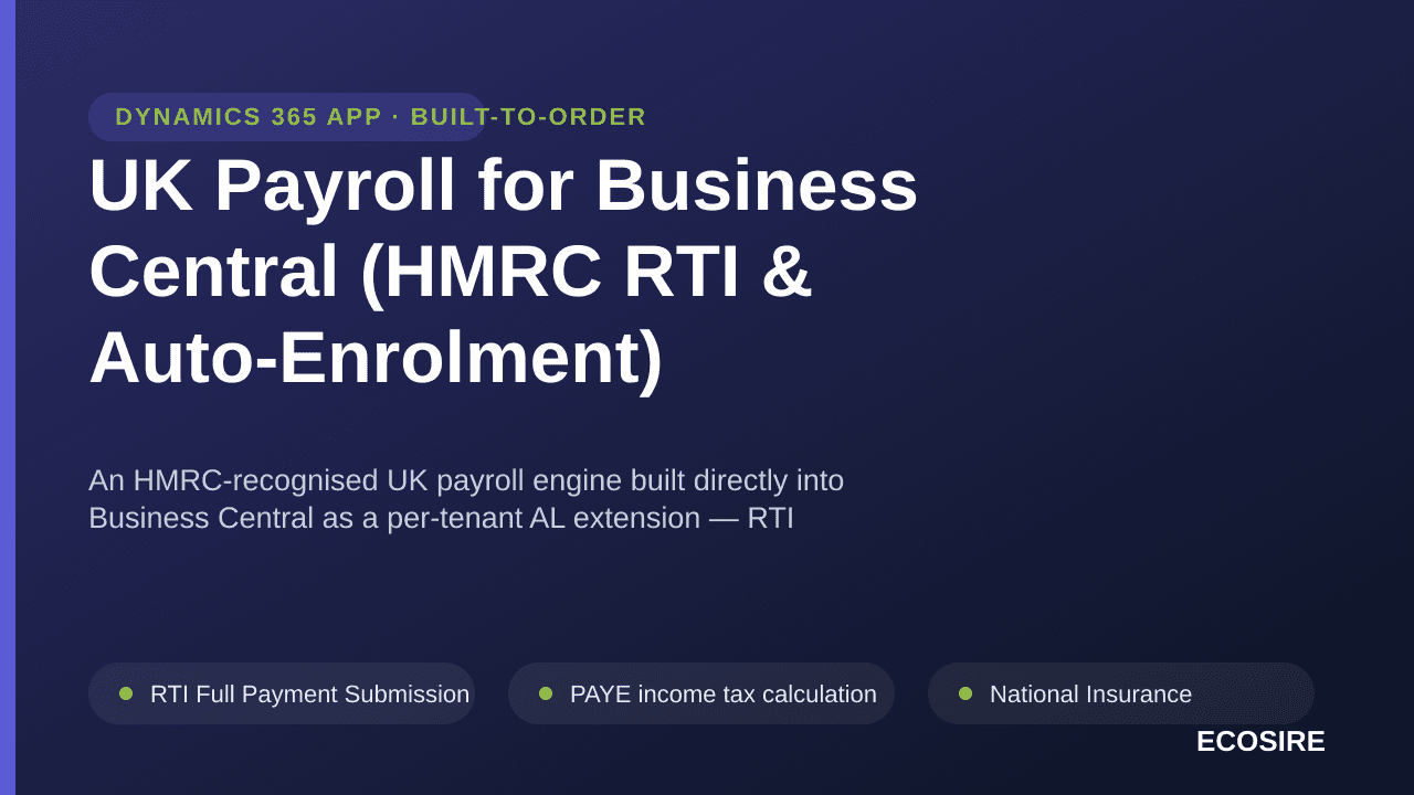 UK Payroll for Business Central (HMRC RTI & Auto-Enrolment) — An HMRC-recognised UK payroll engine built directly into Busine — Image 1 of 3