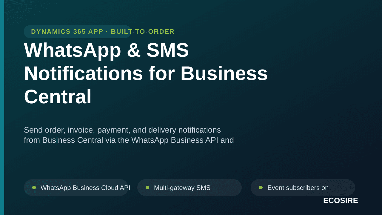 WhatsApp & SMS Notifications for Business Central — Send order, invoice, payment, and delivery notifications from Business Ce — Image 1 of 3