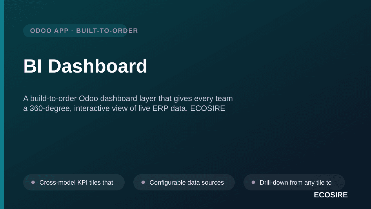 BI Dashboard — A build-to-order Odoo dashboard layer that gives every team a 360-degree, interactive view of live ERP data