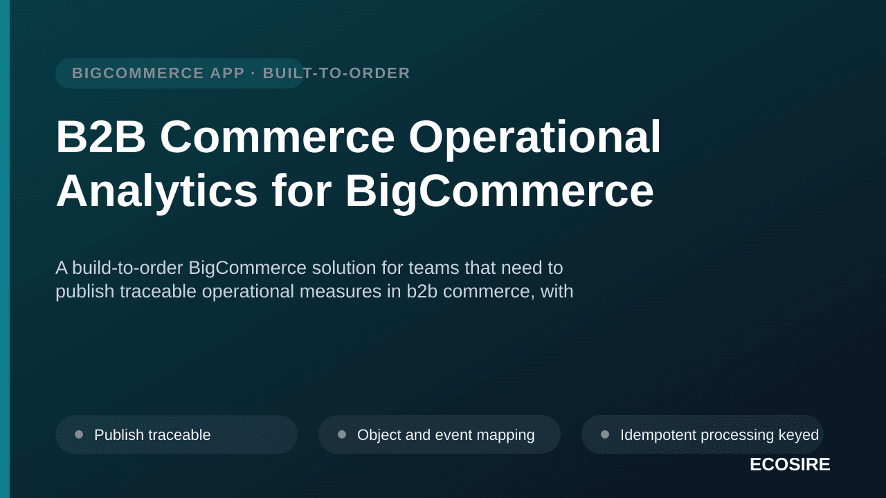 B2B Commerce Operational Analytics for BigCommerce — A build-to-order BigCommerce solution for teams that need to publish tra — 1/3