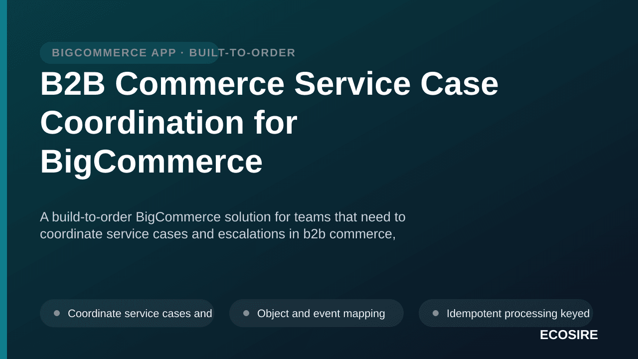 B2B Commerce Service Case Coordination for BigCommerce — A build-to-order BigCommerce solution for teams that need to coordin — 1/3