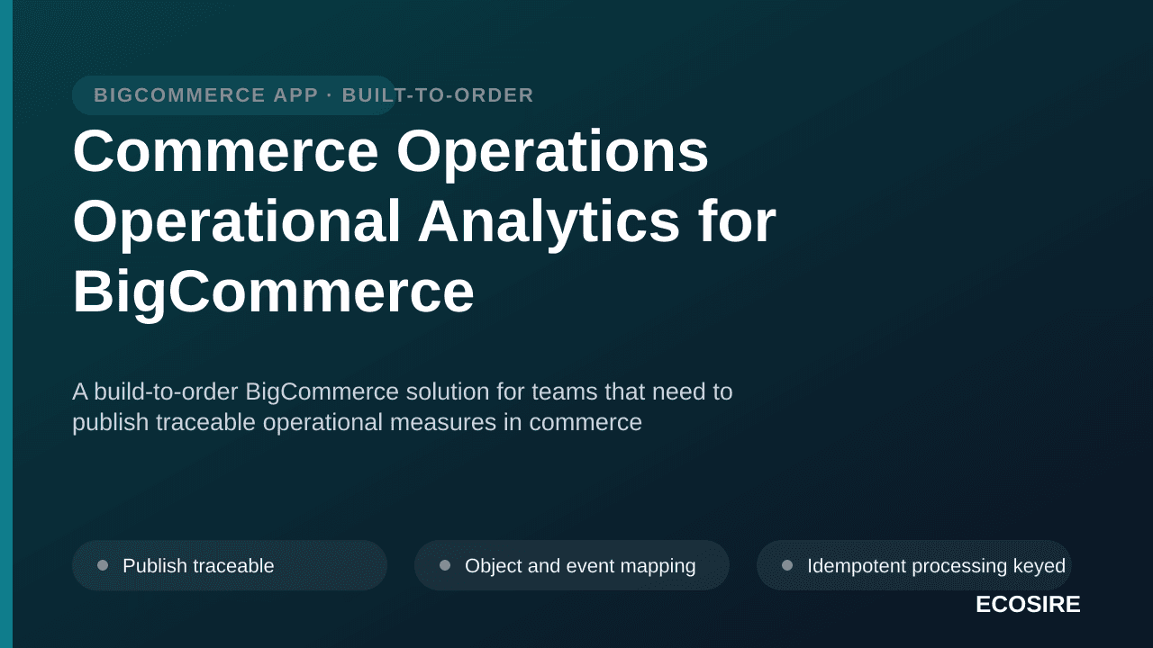 Commerce Operations Operational Analytics for BigCommerce — A build-to-order BigCommerce solution for teams that need to publ — 1/3