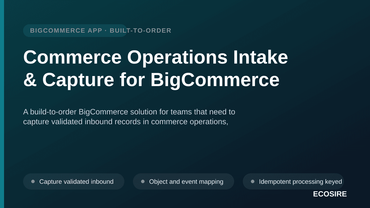 Commerce Operations Intake & Capture for BigCommerce — A build-to-order BigCommerce solution for teams that need to capture v — 1/3