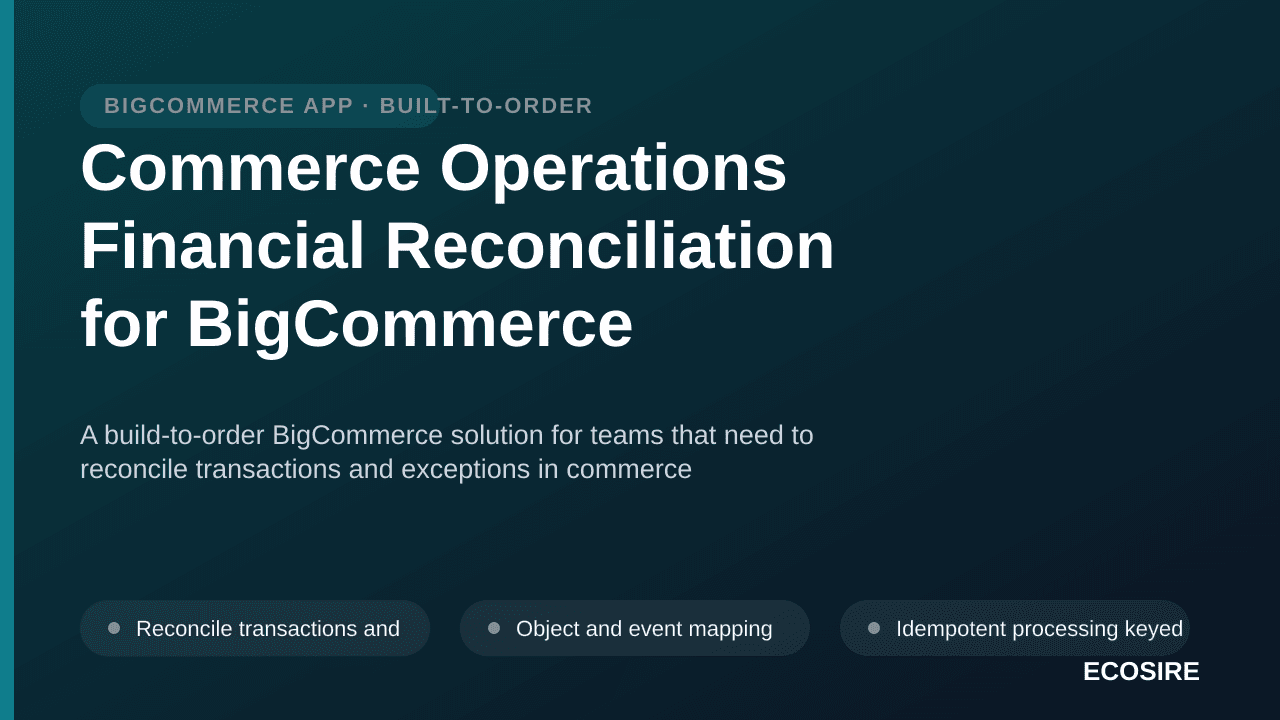 Commerce Operations Financial Reconciliation for BigCommerce — A build-to-order BigCommerce solution for teams that need to r — 1/3