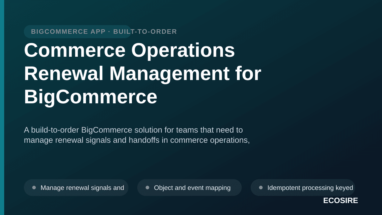 Commerce Operations Renewal Management for BigCommerce — A build-to-order BigCommerce solution for teams that need to manage  — 1/3