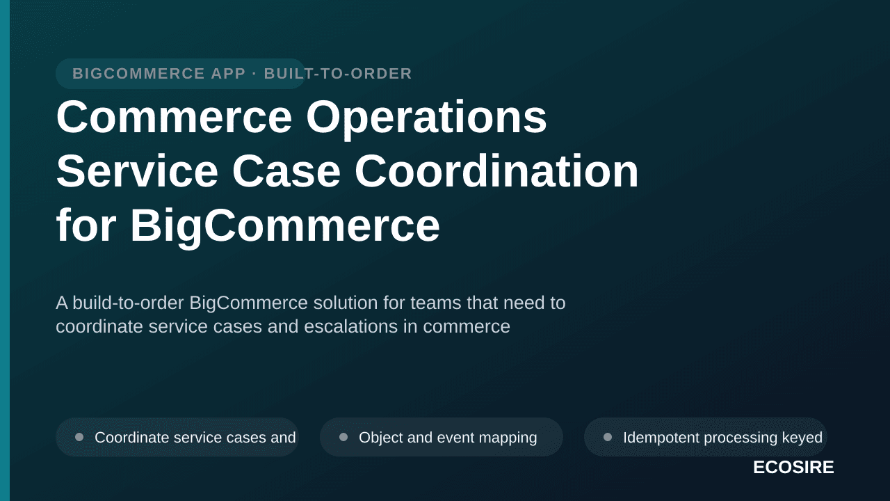 Commerce Operations Service Case Coordination for BigCommerce — A build-to-order BigCommerce solution for teams that need to  — 1/3