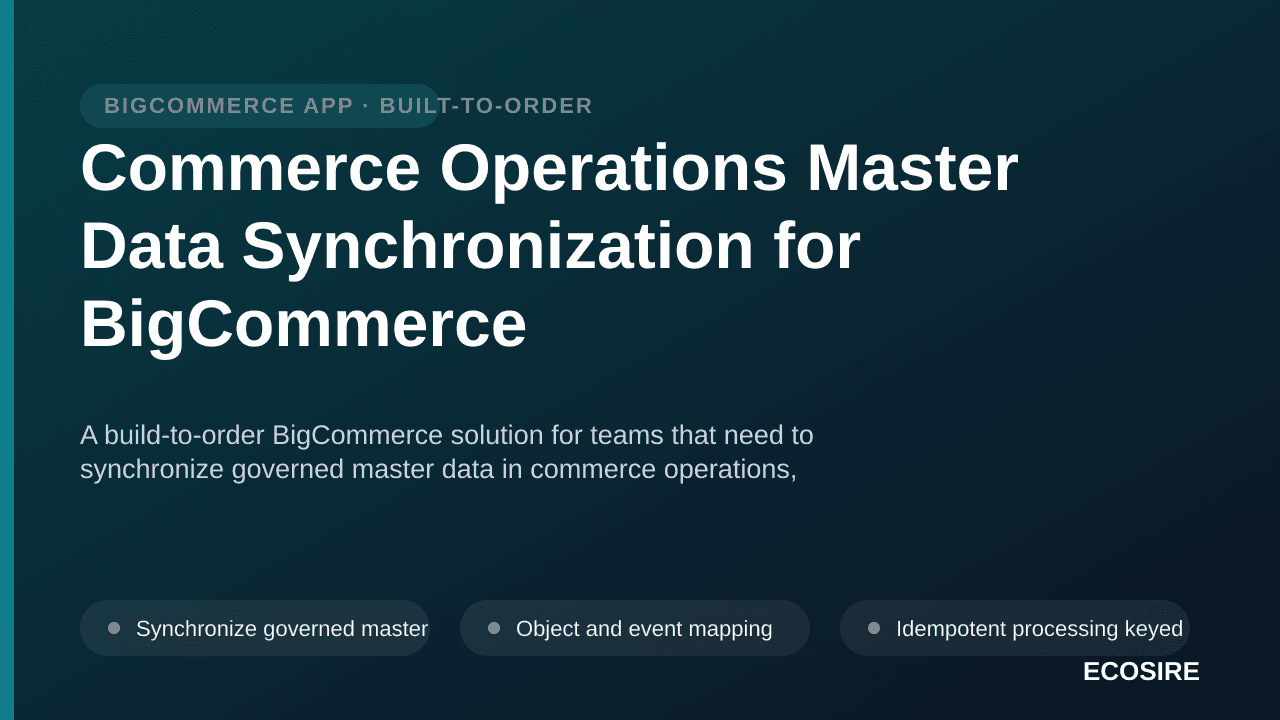 Commerce Operations Master Data Synchronization for BigCommerce — A build-to-order BigCommerce solution for teams that need t — 1/3