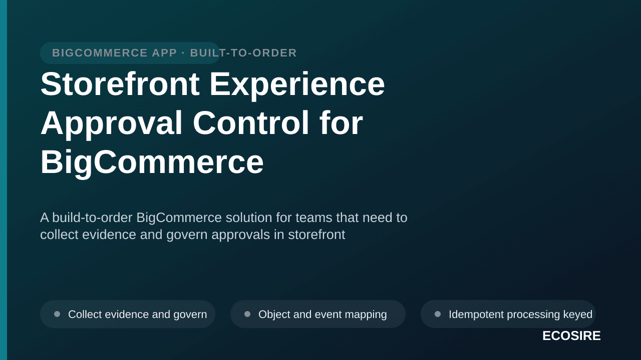 Storefront Experience Approval Control for BigCommerce — A build-to-order BigCommerce solution for teams that need to collect — 1/3