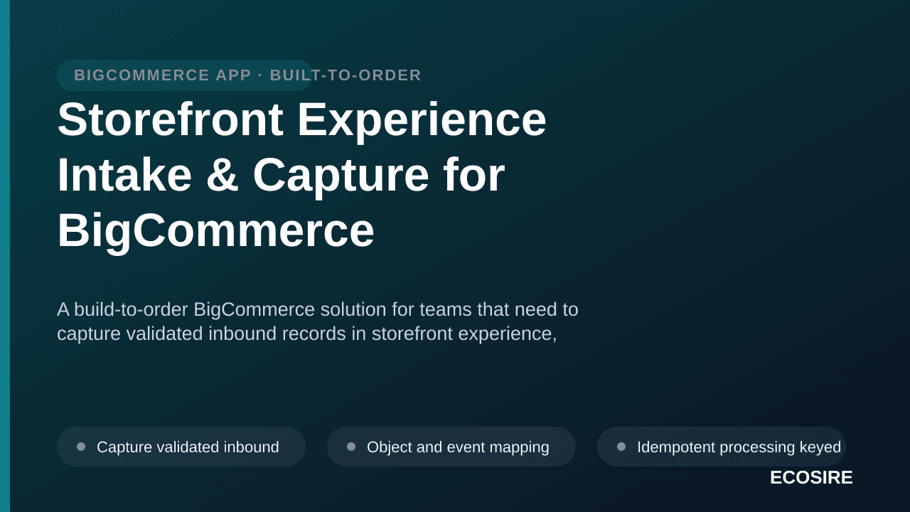 Storefront Experience Intake & Capture for BigCommerce — A build-to-order BigCommerce solution for teams that need to capture — 1/3