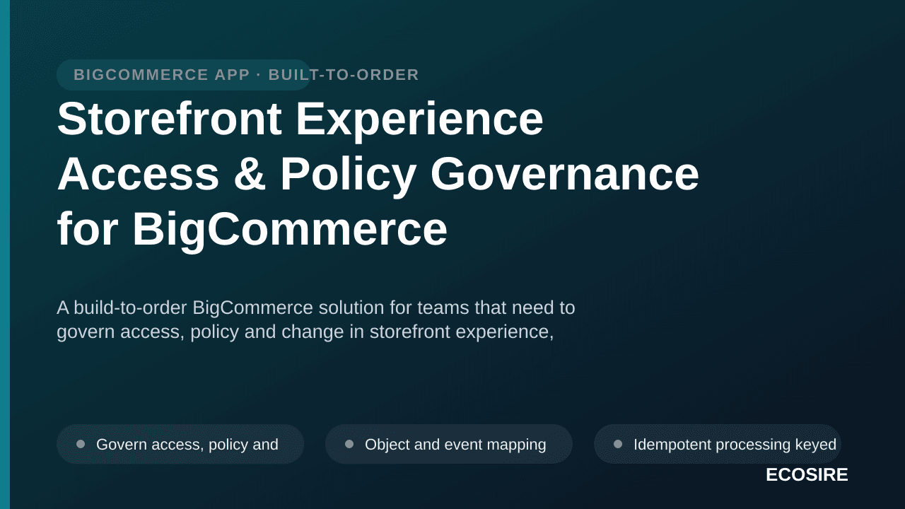 Storefront Experience Access & Policy Governance for BigCommerce — A build-to-order BigCommerce solution for teams that need  — 1/3
