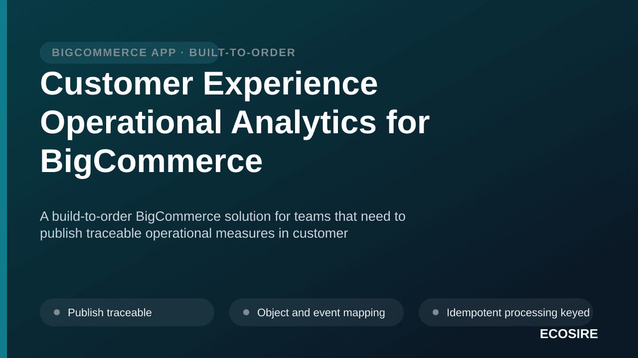 Customer Experience Operational Analytics for BigCommerce — A build-to-order BigCommerce solution for teams that need to publ — 1/3