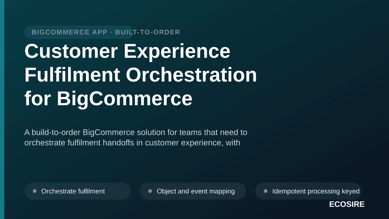 Customer Experience Fulfilment Orchestration for BigCommerce — A build-to-order BigCommerce solution for teams that need to o — 1/3