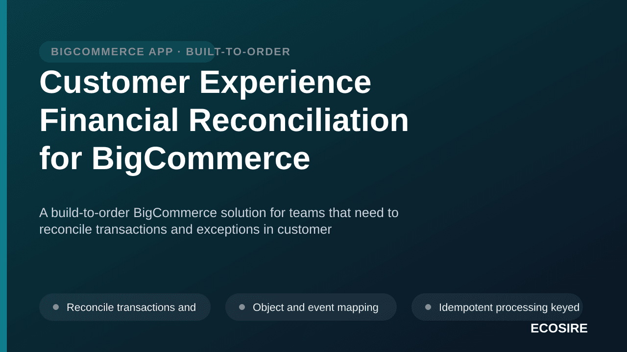 Customer Experience Financial Reconciliation for BigCommerce — A build-to-order BigCommerce solution for teams that need to r — 1/3