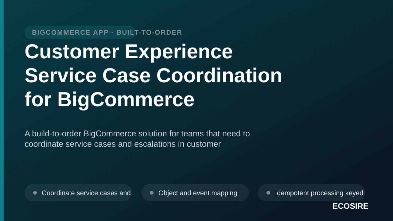 Customer Experience Service Case Coordination for BigCommerce — A build-to-order BigCommerce solution for teams that need to  — 1/3
