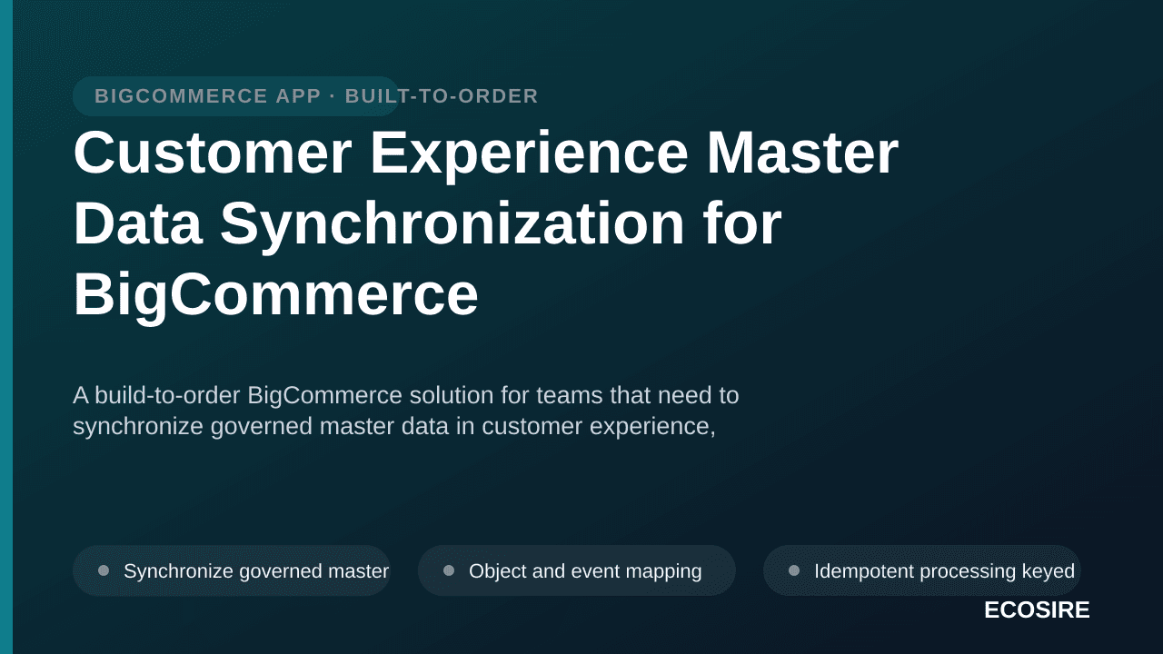 Customer Experience Master Data Synchronization for BigCommerce — A build-to-order BigCommerce solution for teams that need t — 1/3