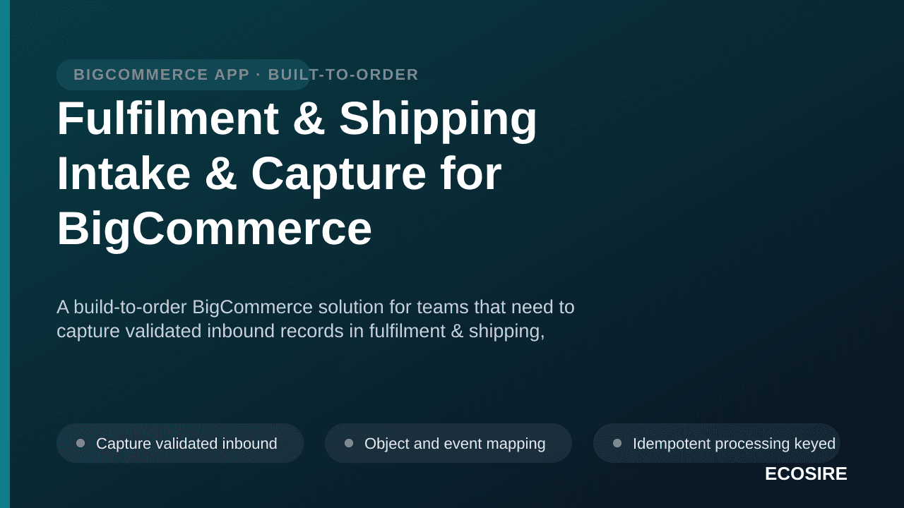 Fulfilment & Shipping Intake & Capture for BigCommerce — A build-to-order BigCommerce solution for teams that need to capture — 1/3